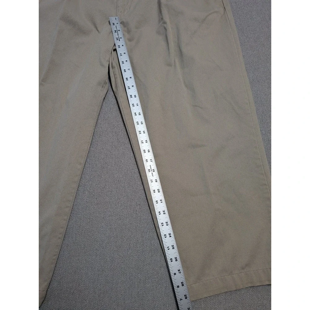 LL Bean Pants Men's Khaki 44x30 Double L Pleated Cotton Chinos Natural Fit